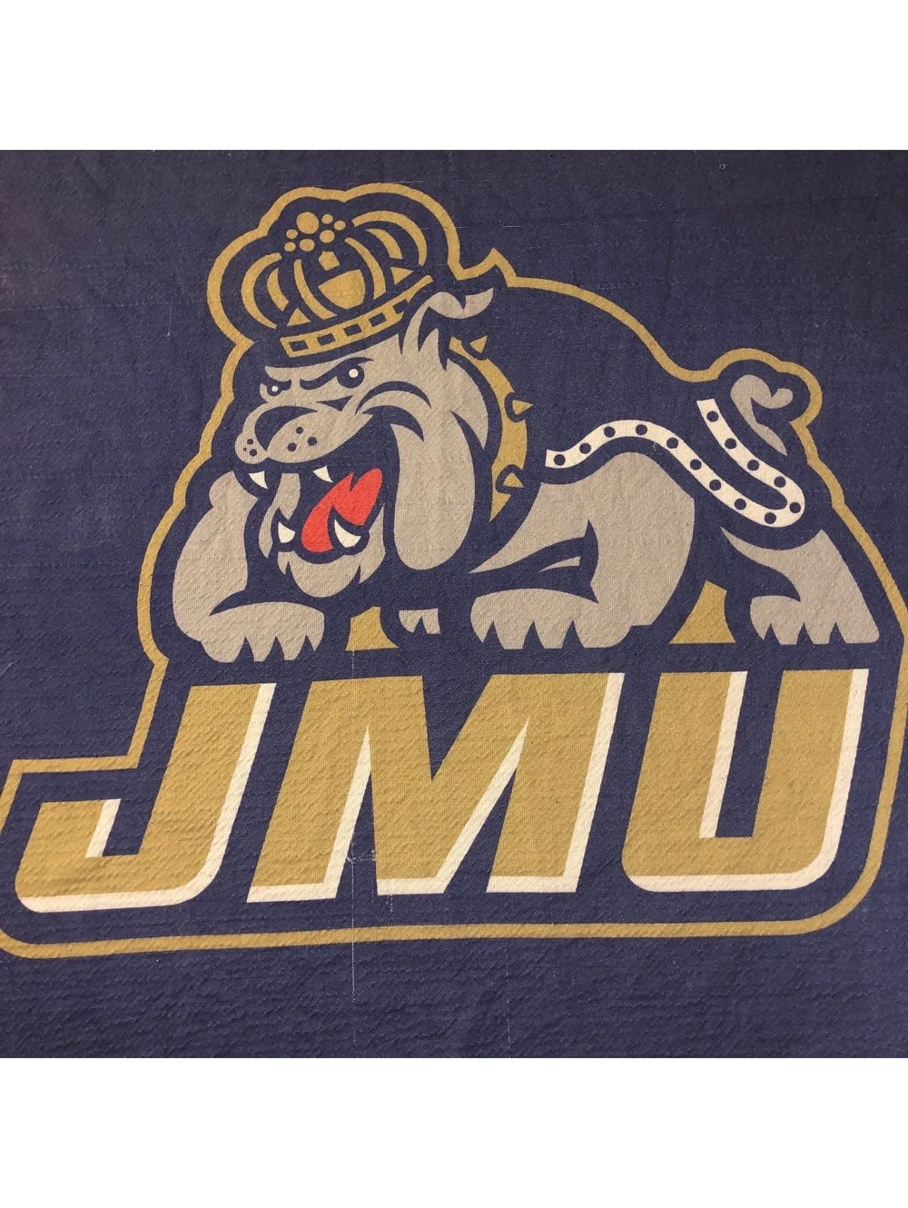 JMU JAMES MADISON UNIVERSITY DUKES MASCOT QUILT KNIT THROW BLANKET 60” x 50”